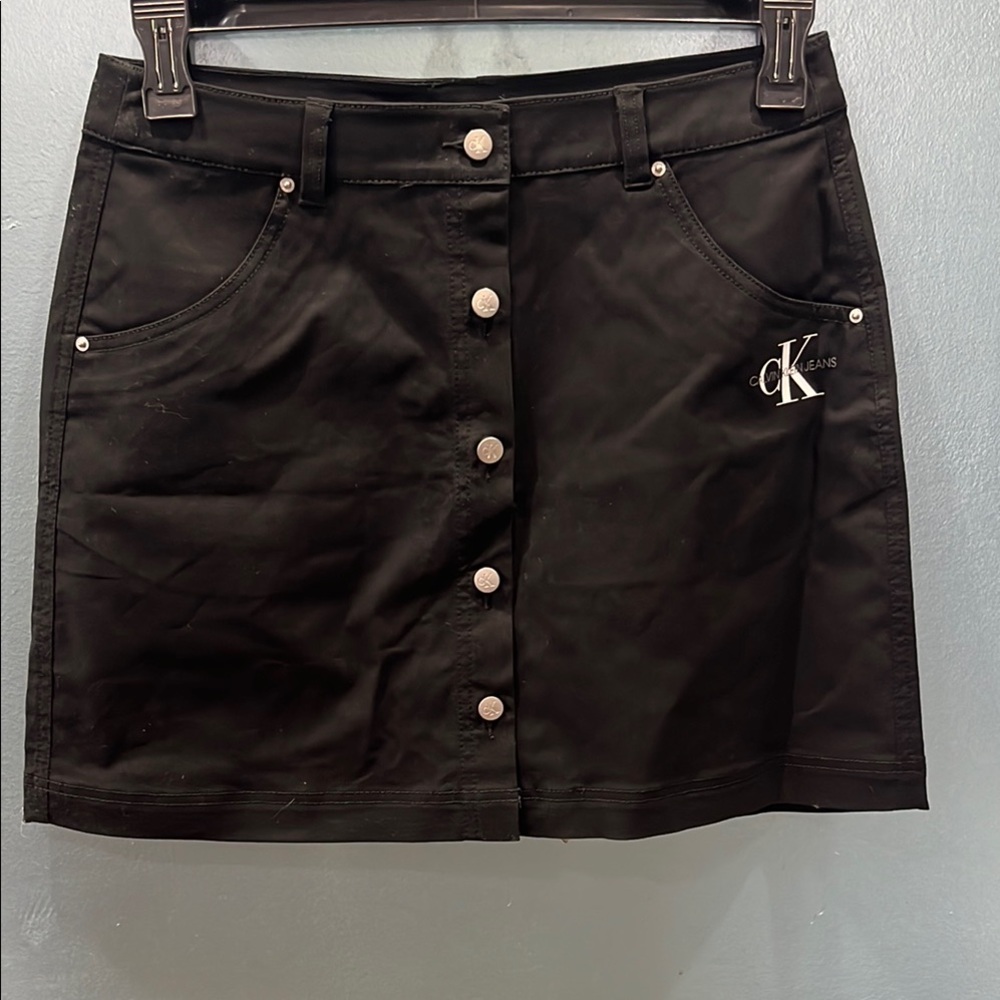Calvin Klein Black Button-Front Skirt size L Brand New Never Worn still with tag